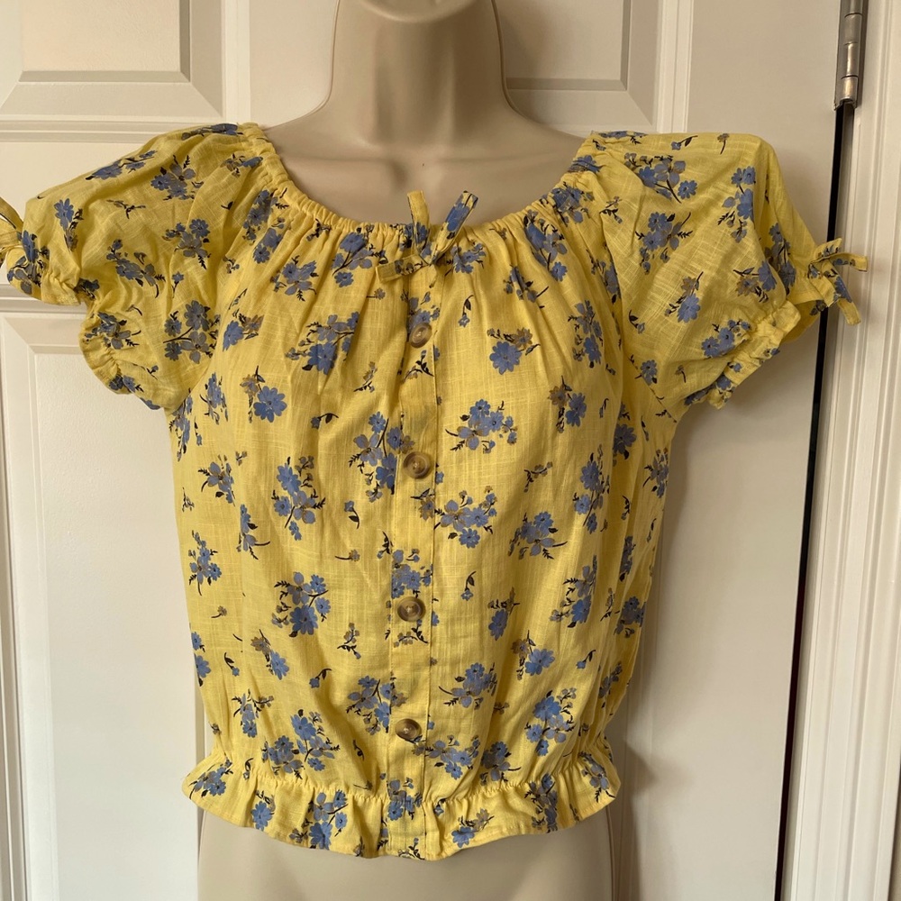 WALLFLOWER Juniors Floral Top Size 14/16 100% Cotton NWOT